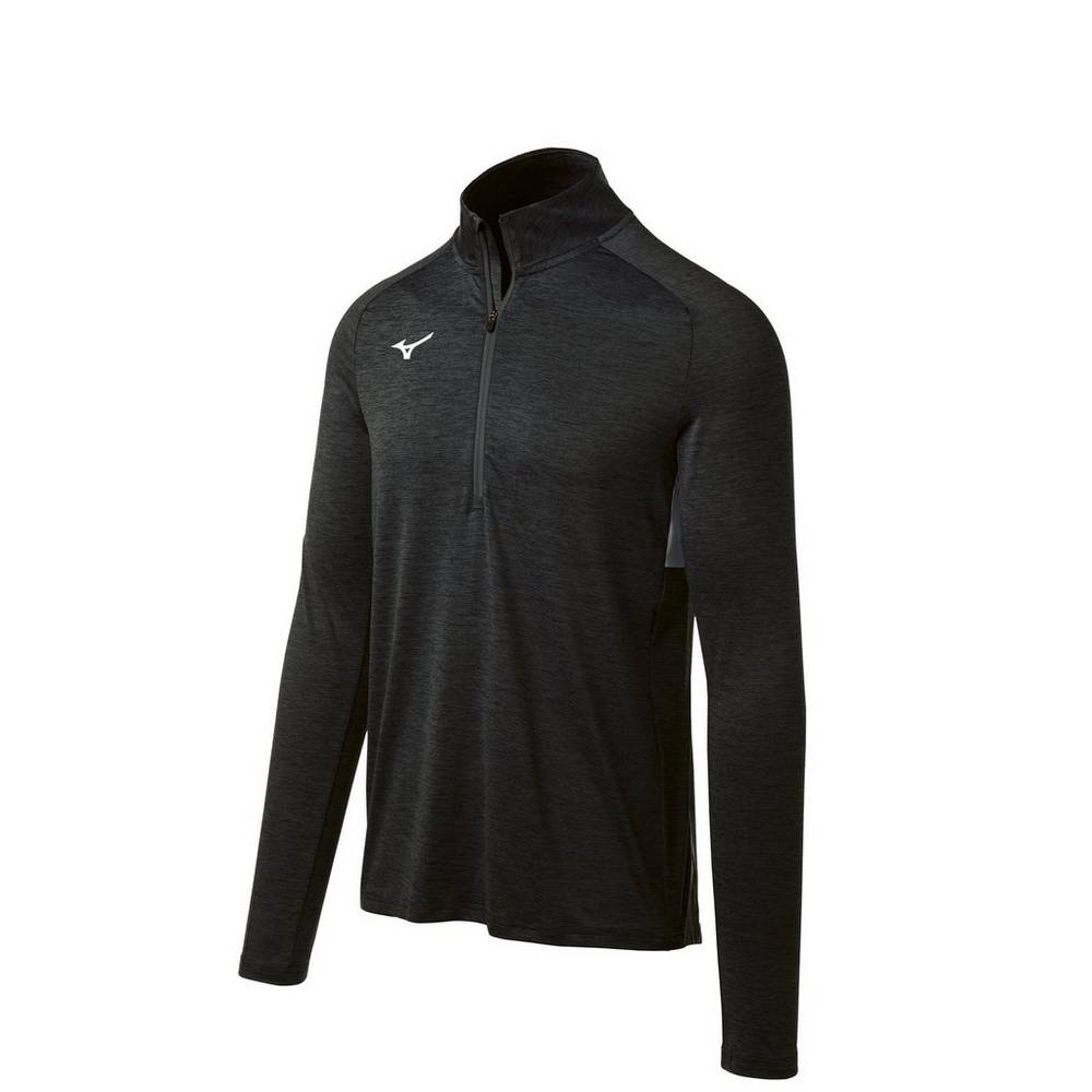 Mizuno Alpha 1/2 Zip - Erkek Pullover - Siyah Türkiye (XSICGO-954)